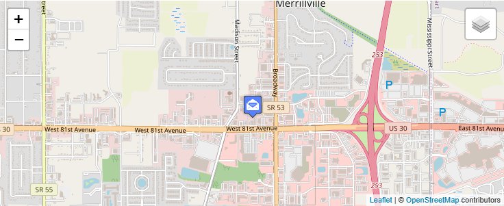 Map of ZIP Code 46411 in Merrillville, IN — click to open interactive map