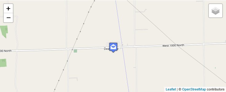 Map of ZIP Code 46921 in Deedsville, IN — click to open interactive map