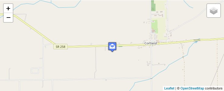 Map of ZIP Code 47228 in Cortland, IN — click to open interactive map