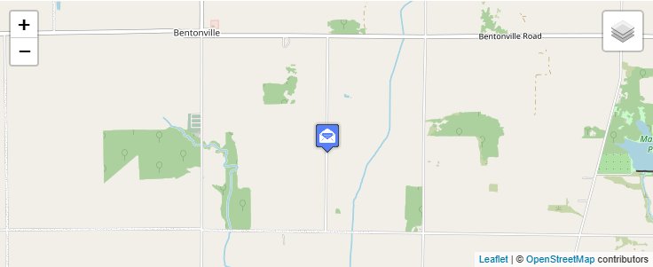 Map of ZIP Code 47322 in Bentonville, IN — click to open interactive map