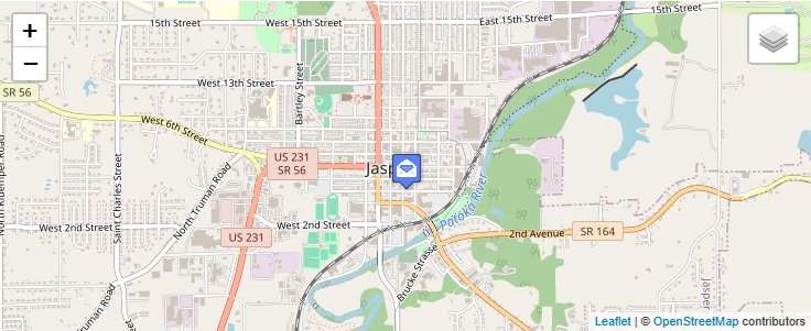 Map of ZIP Code 47547 in Jasper, IN — click to open interactive map