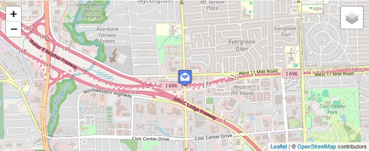Map of ZIP Code 48086 in Southfield, MI — click to open interactive map