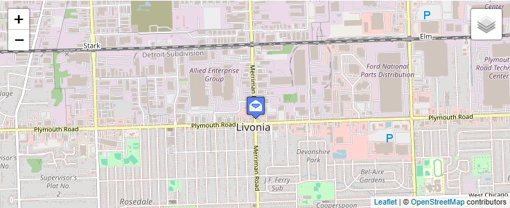 Map of ZIP Code 48151 in Livonia, MI — click to open interactive map