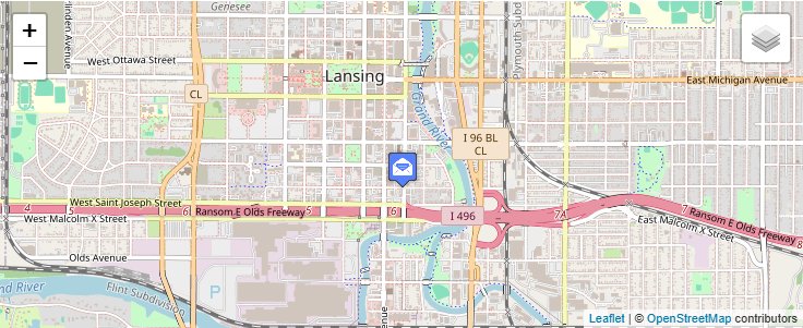 Map of ZIP Code 48919 in Lansing, MI — click to open interactive map