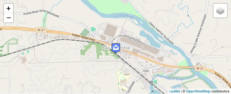 Map of ZIP Code 49356 in Ada, MI — click to open interactive map