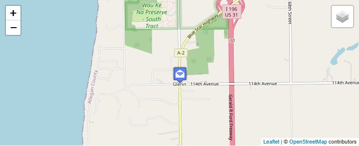 Map of ZIP Code 49416 in Glenn, MI — click to open interactive map