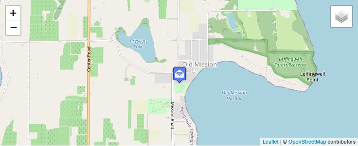 Map of ZIP Code 49673 in Old Mission, MI — click to open interactive map