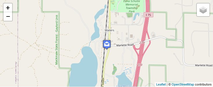 Map of ZIP Code 49797 in Waters, MI — click to open interactive map