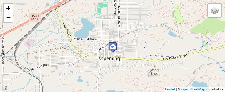 Map of ZIP Code 49865 in National Mine, MI — click to open interactive map