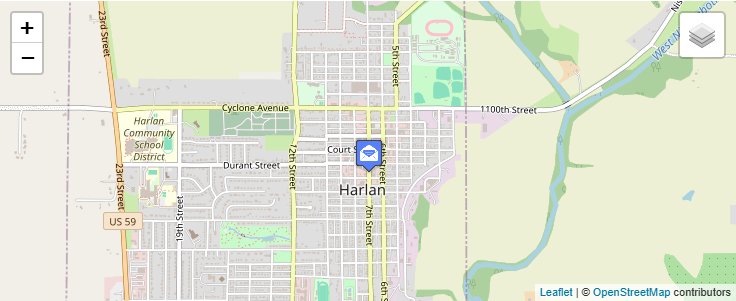 Map of ZIP Code 51593 in Harlan, IA — click to open interactive map