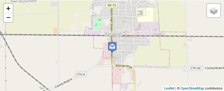 Map of ZIP Code 53957 in Randolph, WI — click to open interactive map