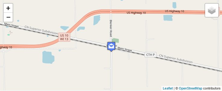 Map of ZIP Code 54415 in Blenker, WI — click to open interactive map