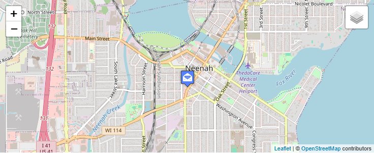 Map of ZIP Code 54957 in Neenah, WI — click to open interactive map