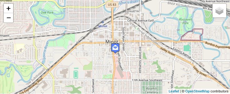 Map of ZIP Code 58702 in Minot, ND — click to open interactive map