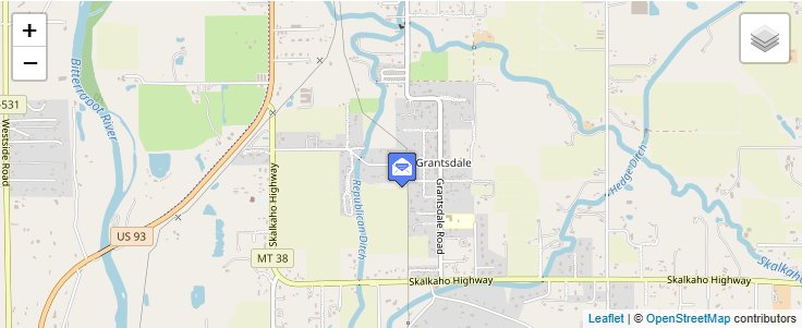 Map of ZIP Code 59835 in Grantsdale, MT — click to open interactive map
