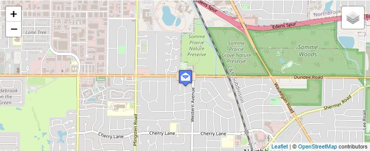 Map of ZIP Code 60065 in Northbrook, IL — click to open interactive map