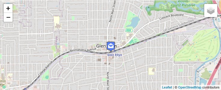 Map of ZIP Code 60138 in Glen Ellyn, IL — click to open interactive map
