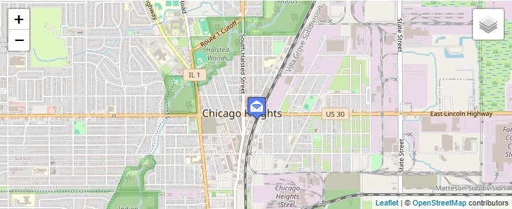 Map of ZIP Code 60412 in Chicago Heights, IL — click to open interactive map