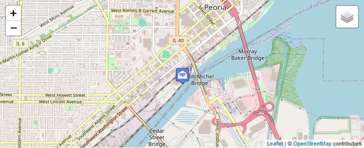 Map of ZIP Code 61601 in Peoria, IL — click to open interactive map