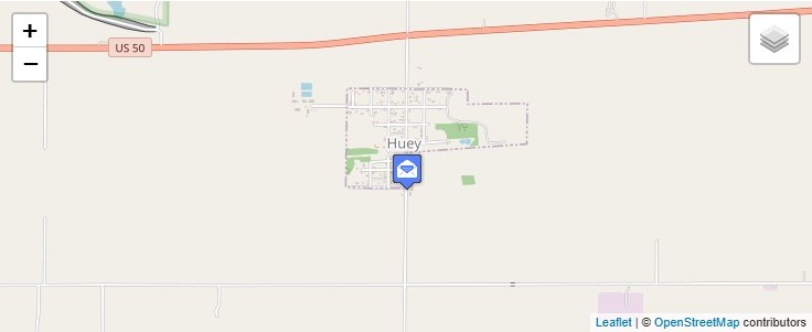 Map of ZIP Code 62252 in Huey, IL — click to open interactive map