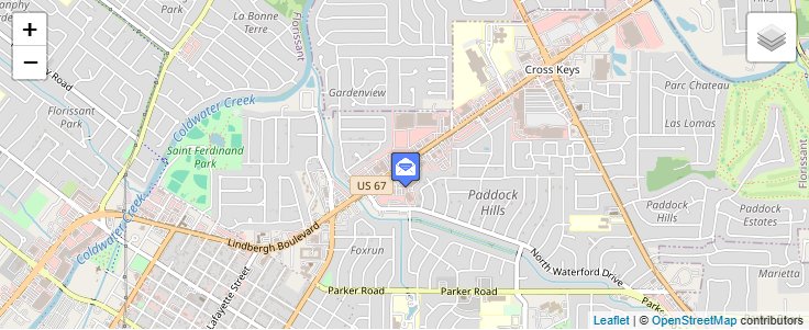 Map of ZIP Code 63032 in Florissant, MO — click to open interactive map