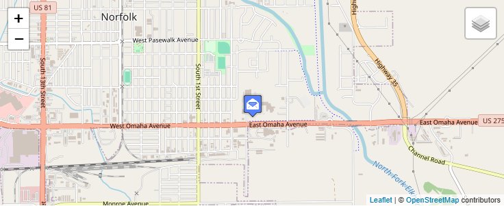 Map of ZIP Code 68702 in Norfolk, NE — click to open interactive map