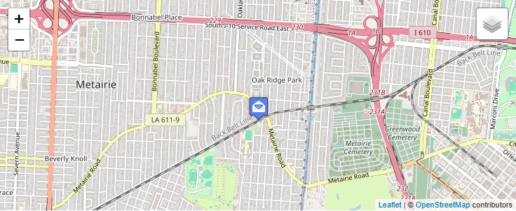 Map of ZIP Code 70055 in Metairie, LA — click to open interactive map