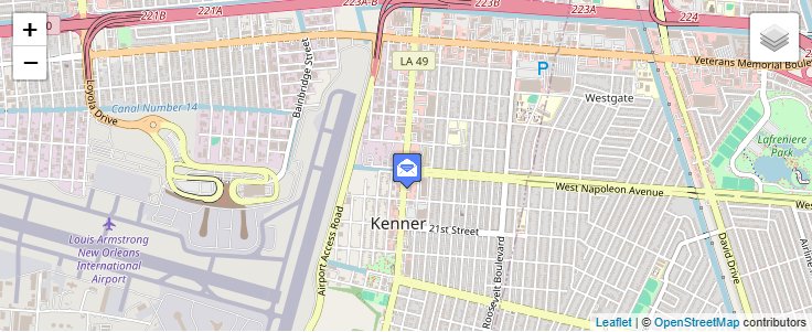 Map of ZIP Code 70063 in Kenner, LA — click to open interactive map