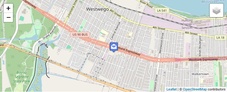 Map of ZIP Code 70096 in Westwego, LA — click to open interactive map