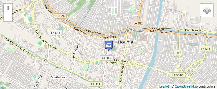 Map of ZIP Code 70361 in Houma, LA — click to open interactive map
