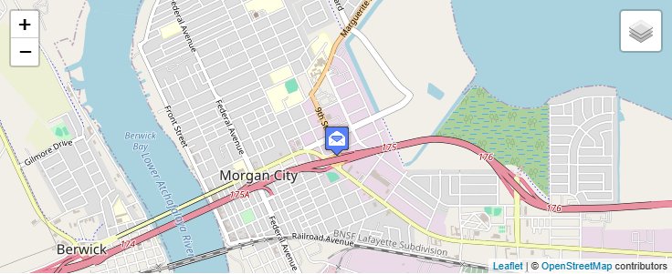 Map of ZIP Code 70381 in Morgan City, LA — click to open interactive map
