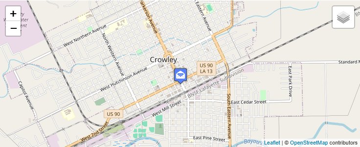 Map of ZIP Code 70527 in Crowley, LA — click to open interactive map