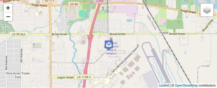 Map of ZIP Code 70616 in Lake Charles, LA — click to open interactive map