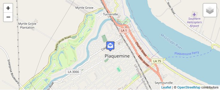 Map of ZIP Code 70765 in Plaquemine, LA — click to open interactive map