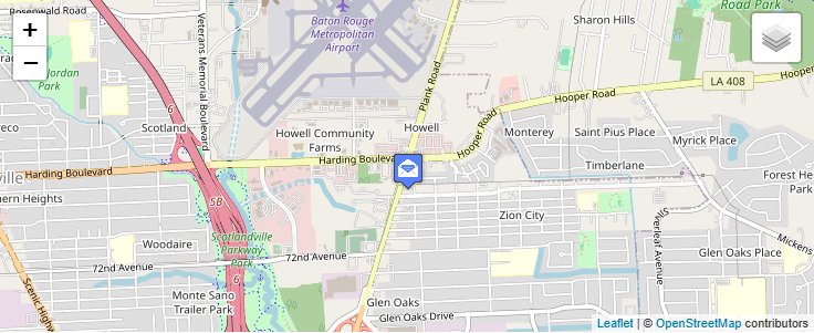 Map of ZIP Code 70874 in Baton Rouge, LA — click to open interactive map