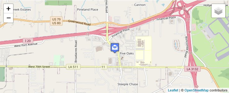 Map of ZIP Code 71149 in Shreveport, LA — click to open interactive map