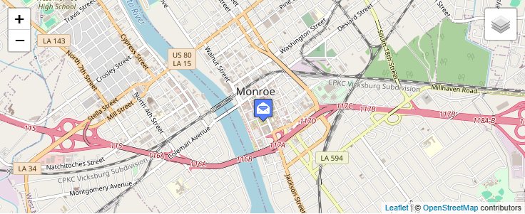 Map of ZIP Code 71210 in Monroe, LA — click to open interactive map