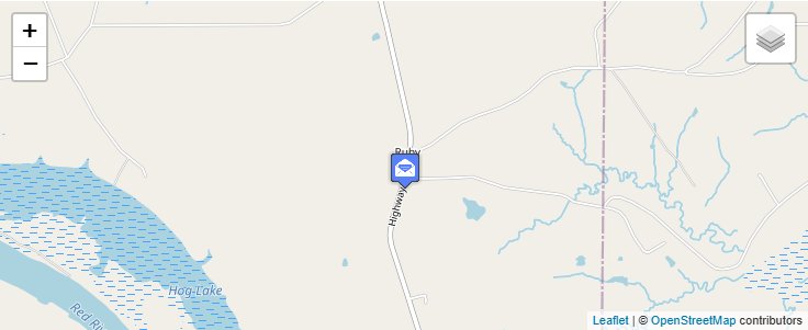 Map of ZIP Code 71365 in Ruby, LA — click to open interactive map