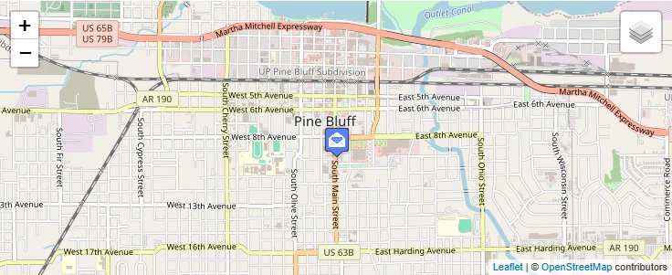 Map of ZIP Code 71611 in Pine Bluff, AR — click to open interactive map