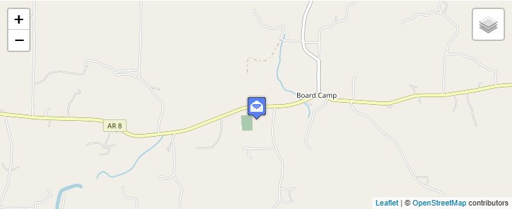 Map of ZIP Code 71932 in Board Camp, AR — click to open interactive map