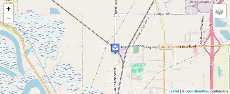 Map of ZIP Code 72043 in Diaz, AR — click to open interactive map