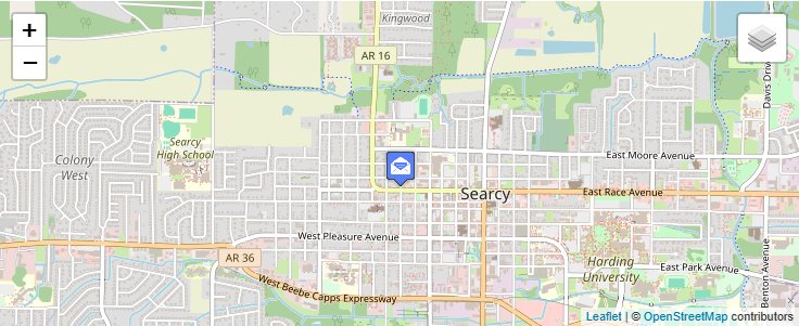 Map of ZIP Code 72145 in Searcy, AR — click to open interactive map