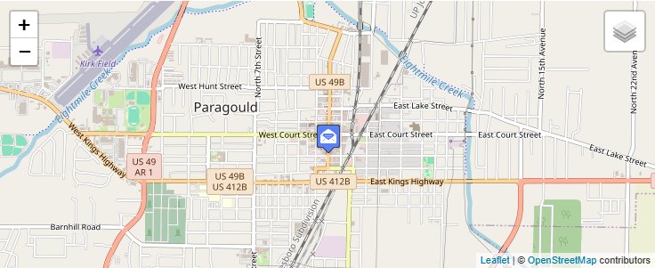 Map of ZIP Code 72451 in Paragould, AR — click to open interactive map