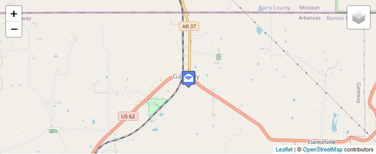 Map of ZIP Code 72733 in Gateway, AR — click to open interactive map