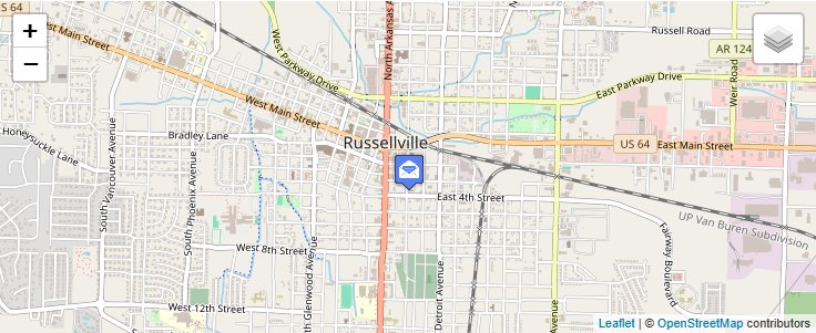Map of ZIP Code 72811 in Russellville, AR — click to open interactive map