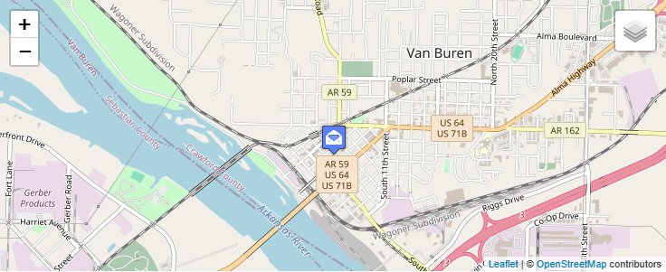Map of ZIP Code 72957 in Van Buren, AR — click to open interactive map