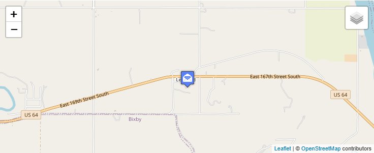 Map of ZIP Code 74043 in Leonard, OK — click to open interactive map