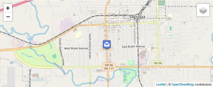 Map of ZIP Code 74067 in Sapulpa, OK — click to open interactive map