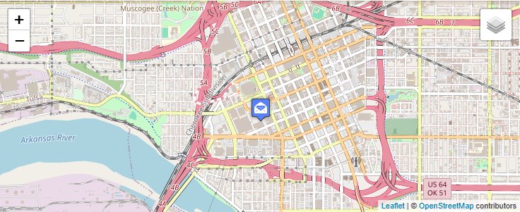 Map of ZIP Code 74101 in Tulsa, OK — click to open interactive map