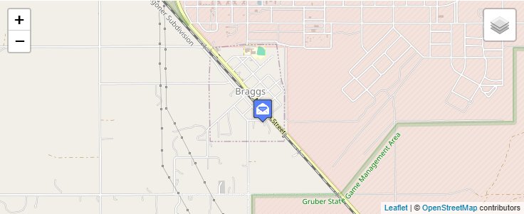 Map of ZIP Code 74439 in Braggs, OK — click to open interactive map